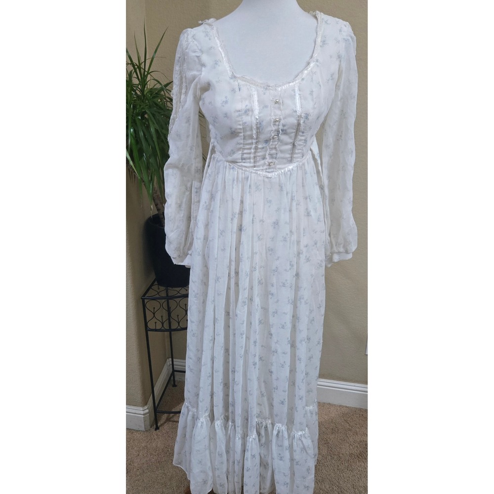 Vtg Gunne Sax Dress‎ Sz 5 Floral Cottagecore Prairie Milkmaid Romantic Victorian